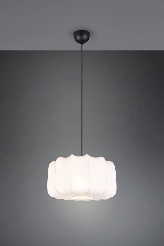 Fehér fém függőlámpa textil búrával ø 40 cm Madleine – Reality