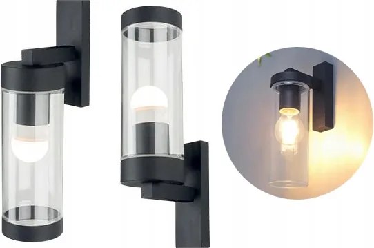 Homlokzati Kerti Fali Lámpa Kültéri Fali Lámpa 1XE27 IP44 Clear