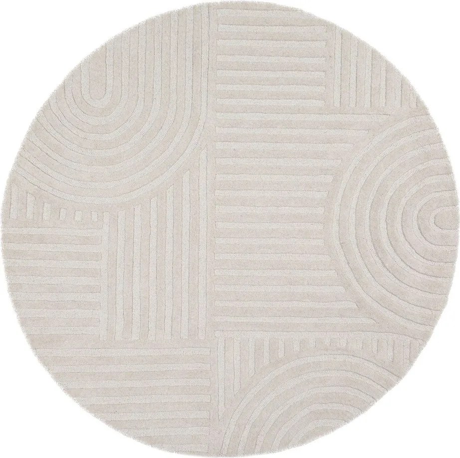 Elefántcsont színű kézi szövésű gyapjú kerek szőnyeg ø 160 cm Zen Garden – Flair Rugs