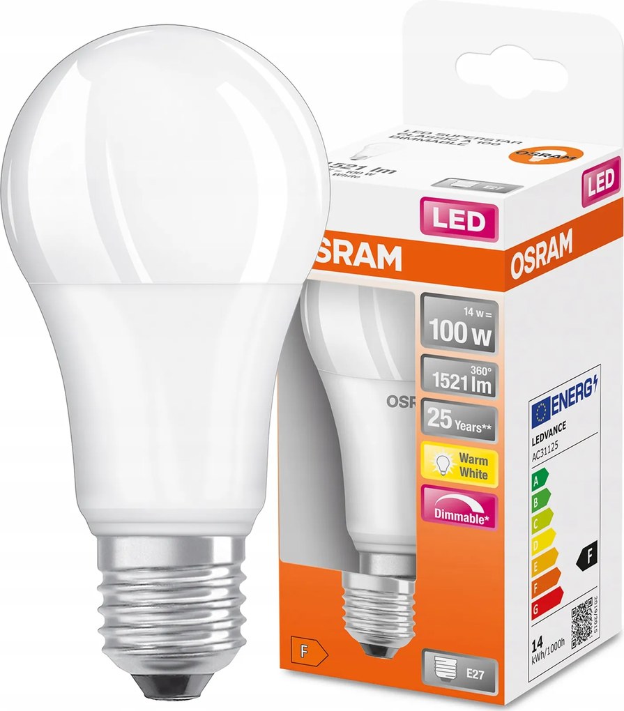 Led izzó E27 A60 14W 2700K szabályozható Osram