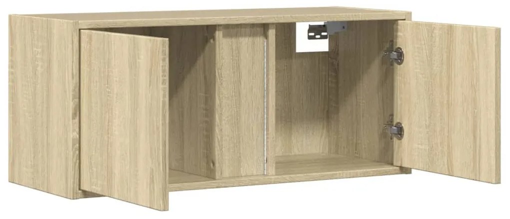 sonoma tölgy színű fali TV-szekrény LED-ekkel 80x31x35 cm