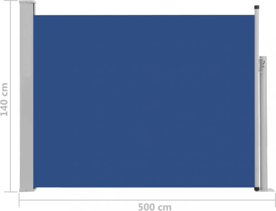 kék kihúzható oldalsó teraszi napellenző 140 x 500 cm