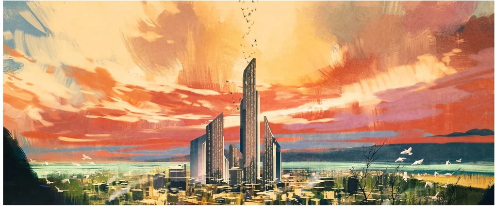Kép - Festett város (120x50 cm)