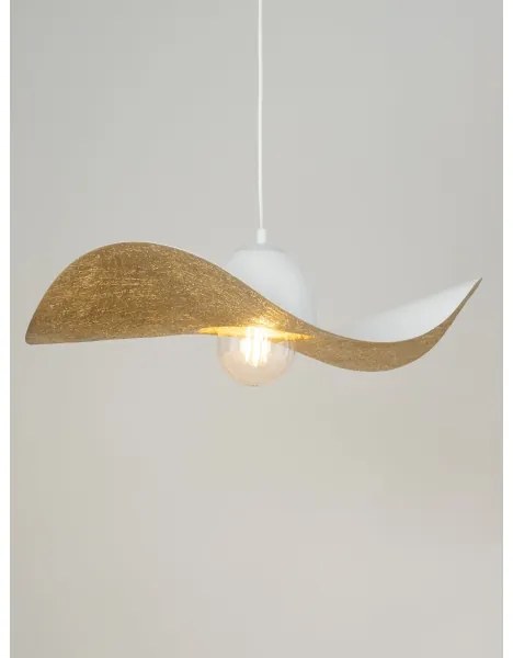 Csillár zsinóron KAPELLO 1xE27/60W/230V átm. 55 cm fehér/arany