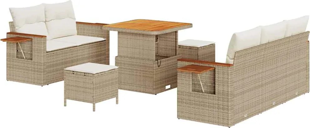 vidaXL Kerti Kanapé Szett párnával 8 pcs Beige és krém