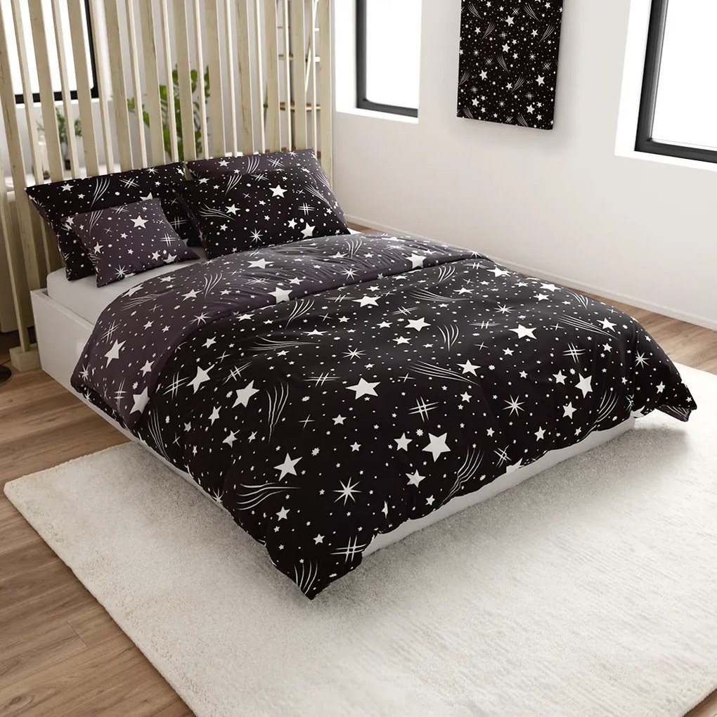 Mikroszálas ágyneműhuzat NIGHT SKY fekete-szürke Ágyneműhuzat mérete: 70 x 90 cm | 140 x 200 cm