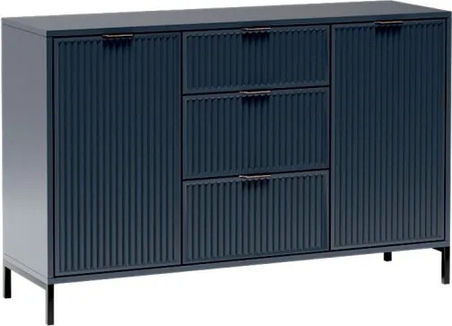 Komód 3 fiókkal és 2 ajtóval, indigókék színben ELEGANZO LS-2