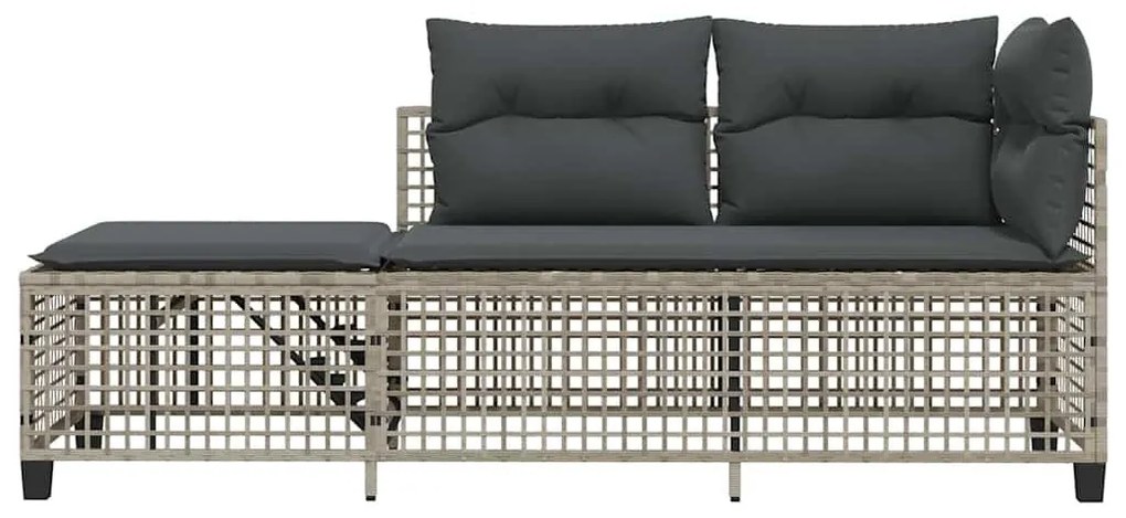 3 részes szürke polyrattan kerti sarokkanapészett párnákkal