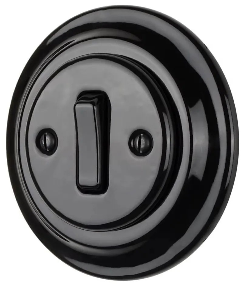 Bohemia-Design - Porcelán retro egyszeres kapcsoló, 6-os kerettel, fekete