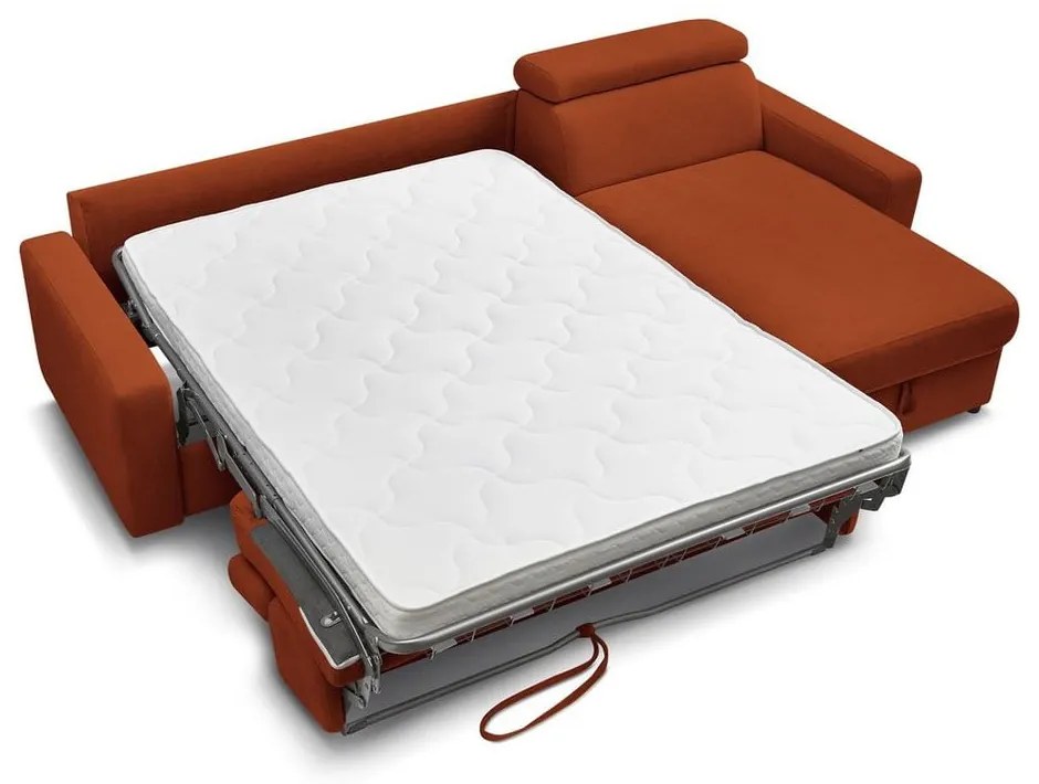 Téglavörös kinyitható sarokkanapé (variálható) Monaco – Bobochic Paris