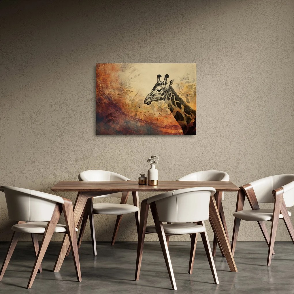 Üveg kép - Zsiráf, festmény (70x50 cm)