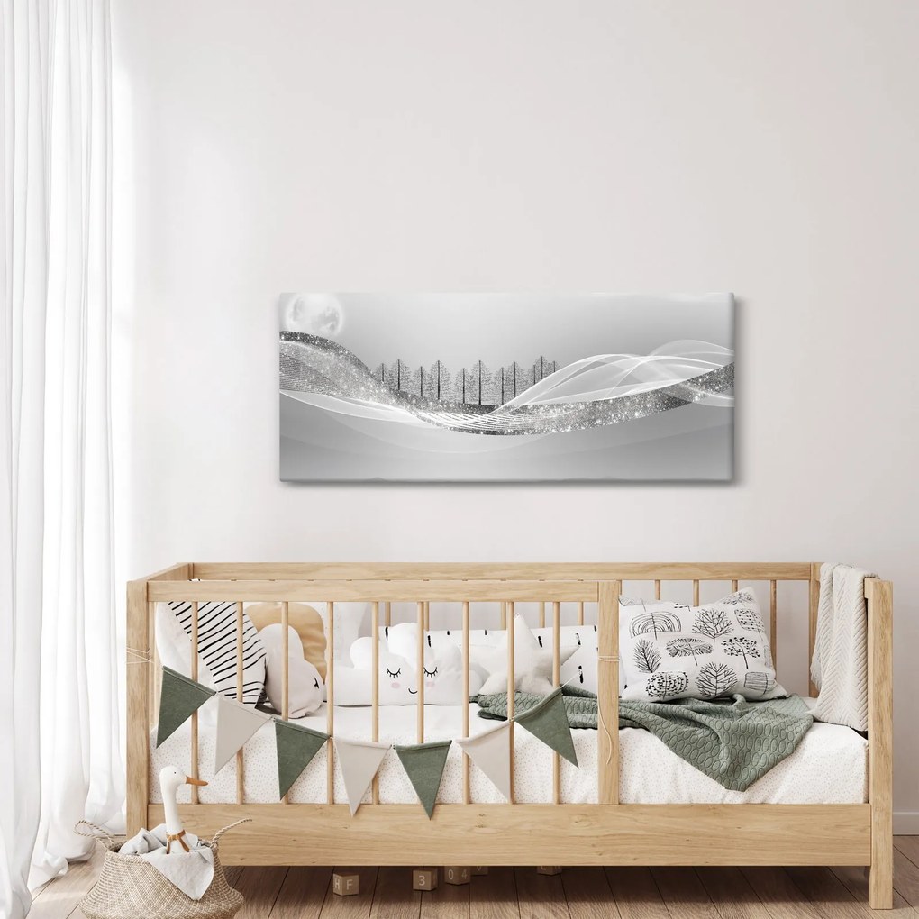 Kép - ezüst táj (120x50 cm)