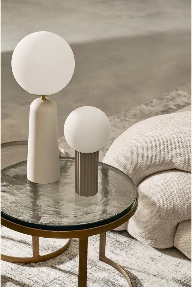 Fehér fém asztali lámpa üveg búrával (magasság 51 cm) Delphine – Bizzotto