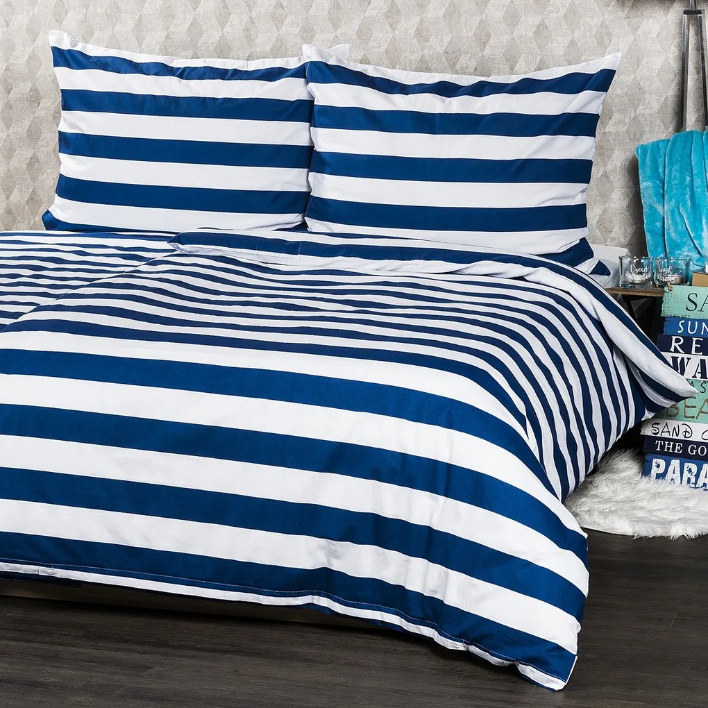 4Home Navy pamut ágyneműhuzat, 140 x 200 cm, 70 x 90 cm, 140 x 200 cm, 70 x 90 cm