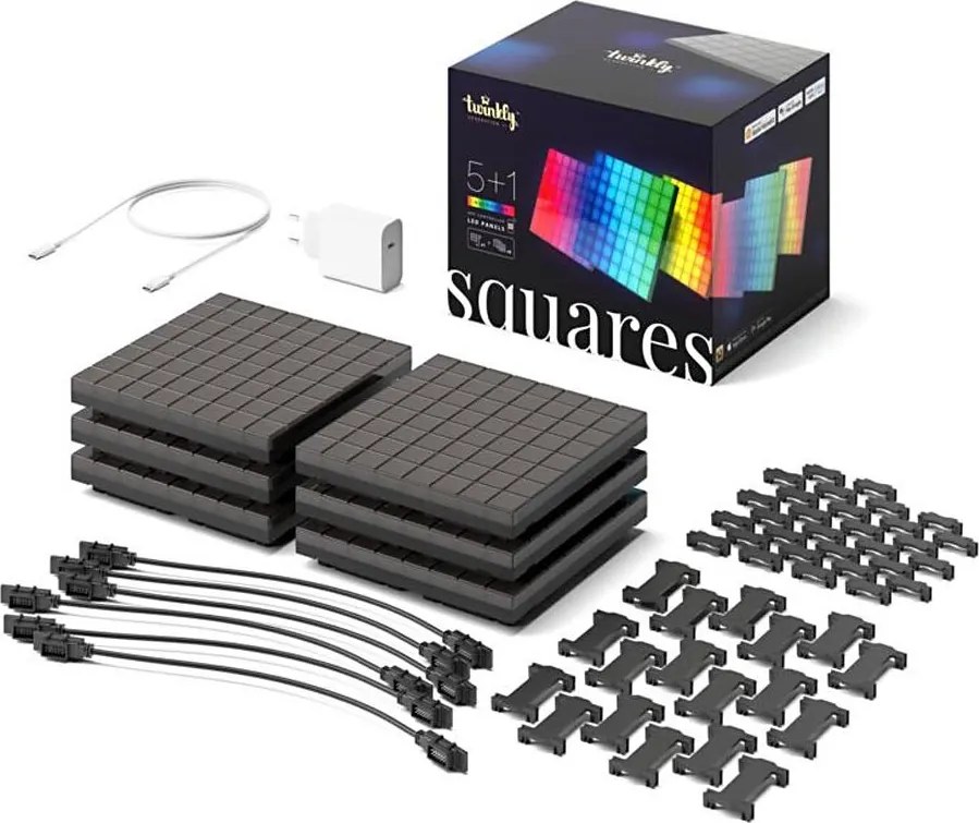Twinkly TWQ064STW-07-BEU - KÉSZLET 6xLED RGB Panel SQUARES 64xLED 16x16 cm Wi-Fi