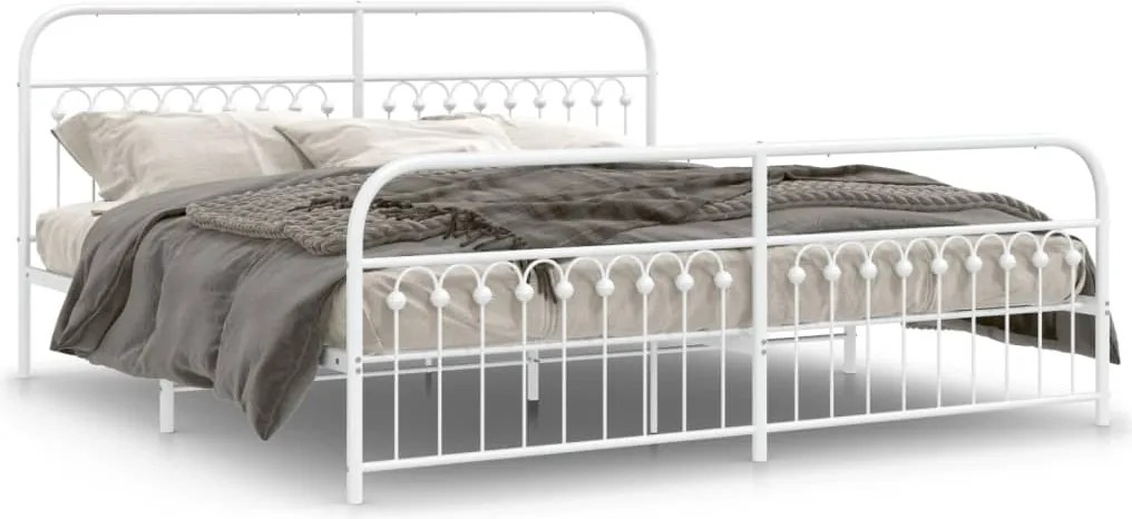 vidaXL fehér fém ágykeret fej- és lábtámlával 193 x 203 cm