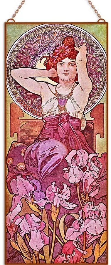 Alfonse Mucha - Ékkövek - Ametiszt üvegkép, falikép