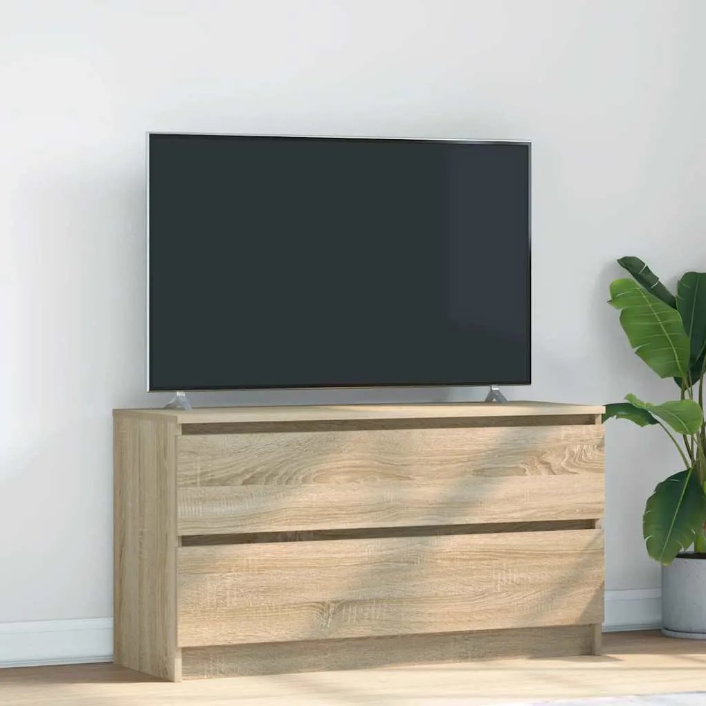 sonoma tölgy színű szerelt fa TV-szekrény 100x35x54 cm