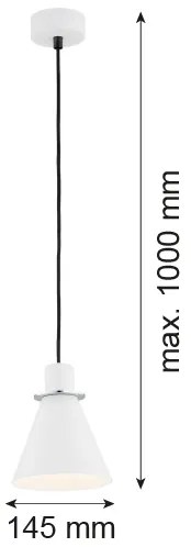 Argon 4681 - Csillár zsinóron BEVERLY 1xE27/15W/230V fehér/fényes króm