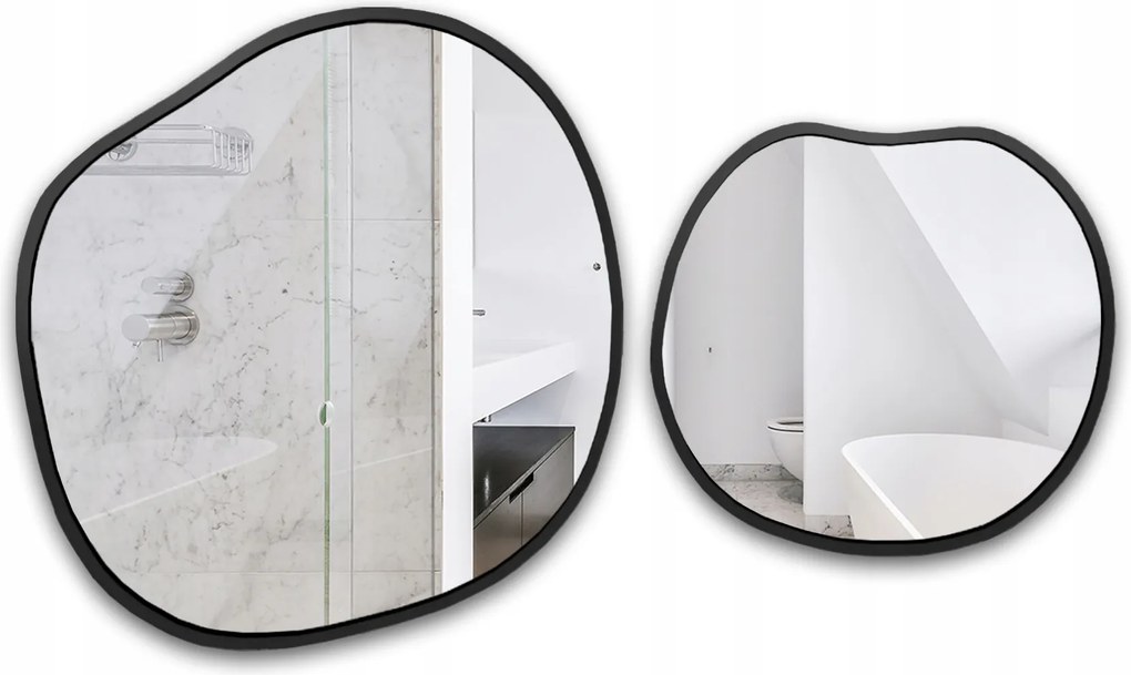 Sodalit két darabos organikus tükör szett fekete Mdf keretben 140X79 cm