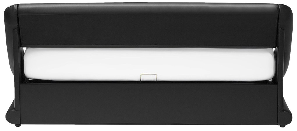 Fekete műbőr ágyneműtartós franciaágy 180 x 200 cm AVIGNON Beliani