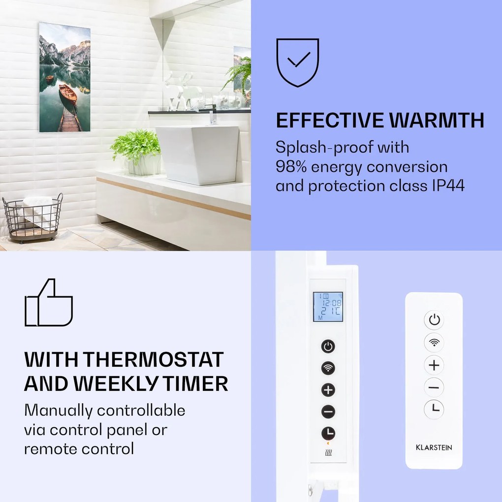 Klarstein Wonderwall Air Art Smart, infravörös hősugárzó, 60 x 120 cm, 700  W, tenger függőlegesen