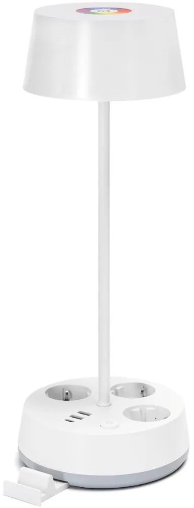 Aigostar-LED RGBW Fényerőszabályozható asztali lámpa konnektorokkal és USB-porttal LED/4,6W/230V fehér