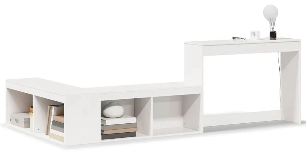 Fehér tömör fenyőfa éjjeliszekrény íróasztallal 232x112x75 cm