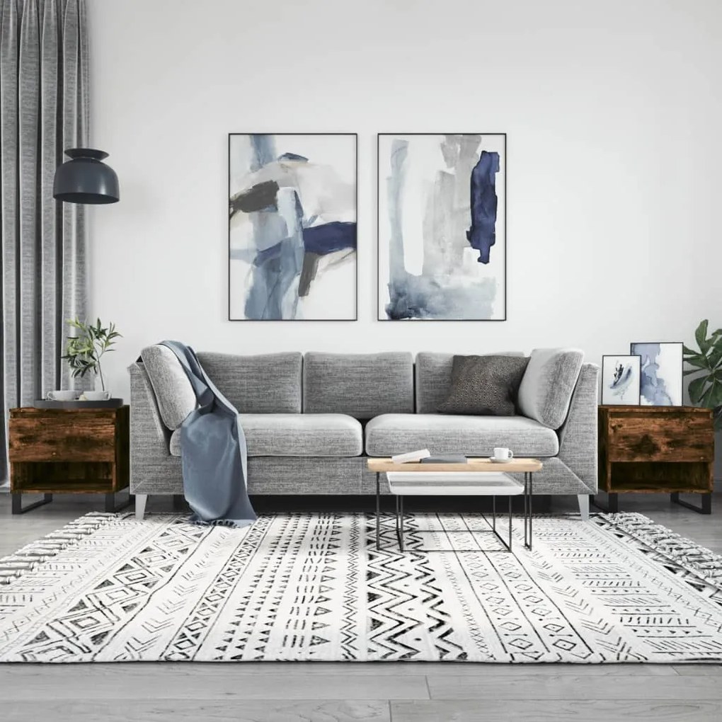 2 db füstös tölgy szerelt fa dohányzóasztal 50 x 46 x 50 cm