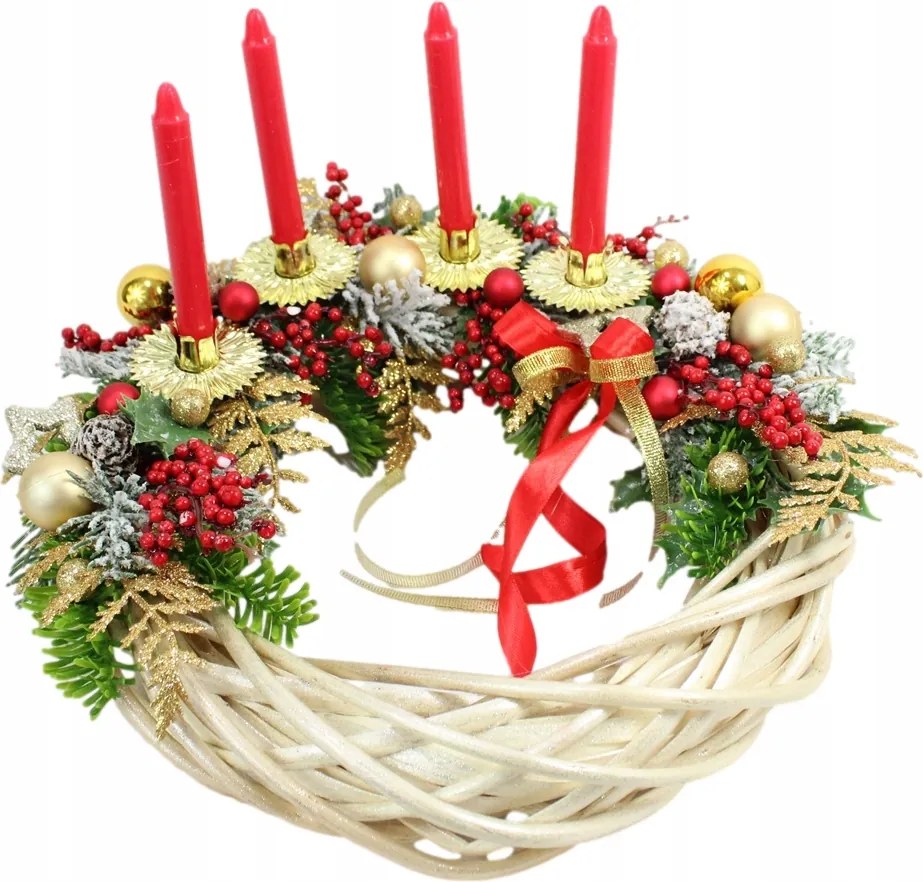 Karácsonyi koszorú adventi koszorú nád asztalra gyertyák
