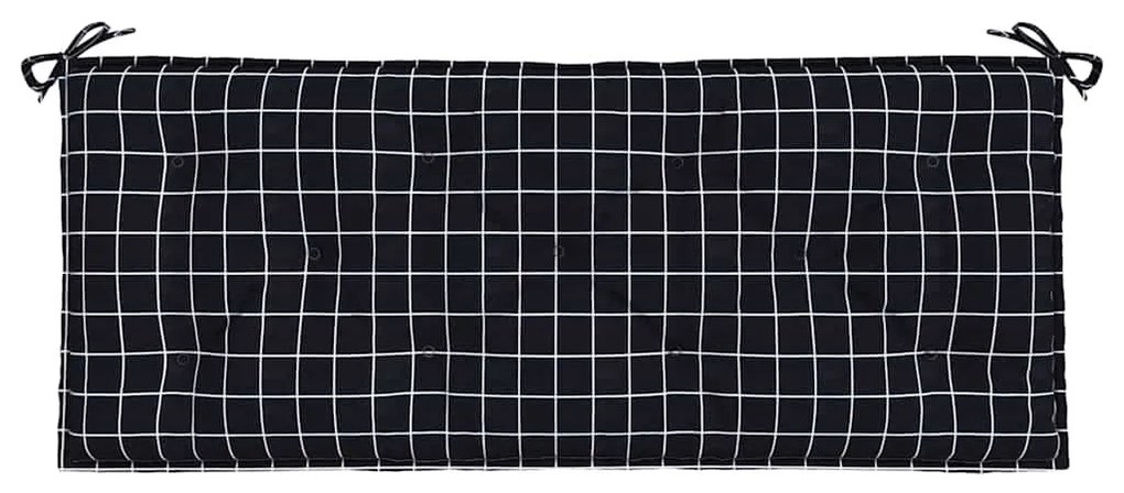 2 db fekete kockás szövet kerti padpárna 120 x 50 x 7 cm