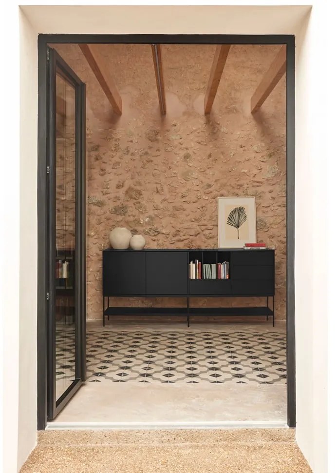 Fekete komód 220x98x45 cm Platt – Teulat