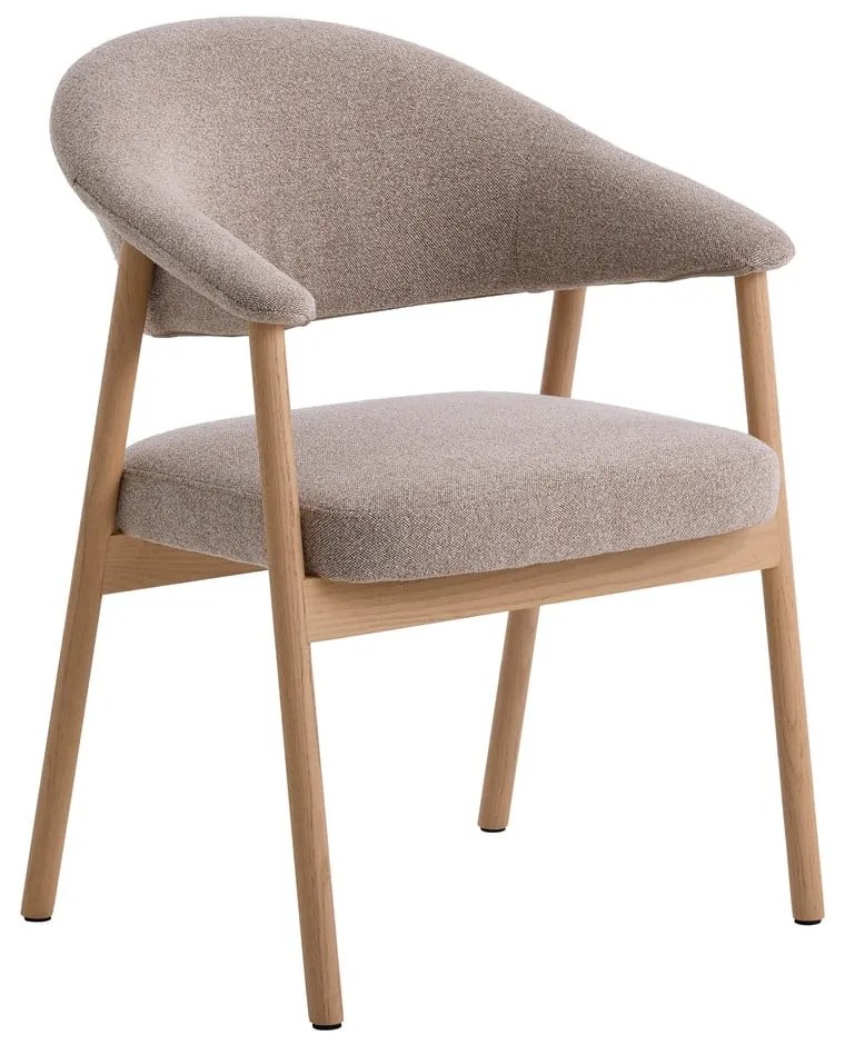 Bézs tölgyfa karfás étkezőfotel szett 2 db-os Elk – Unique Furniture