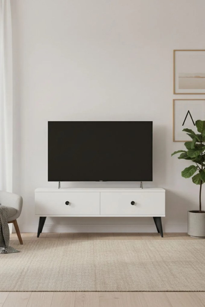 Mona TV-állvány, fehér, 120 cm