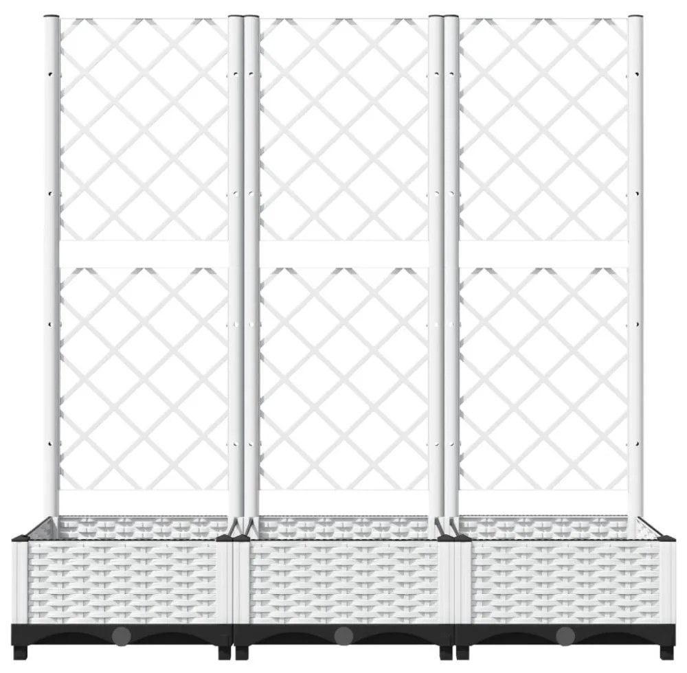 fehér polipropilén rácsos kerti ültetőláda 120 x 40 x 121,5 cm