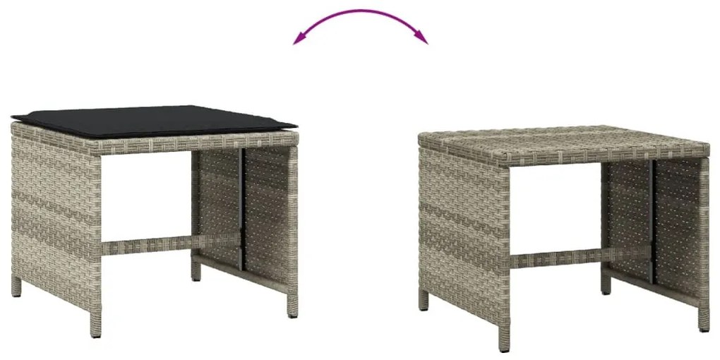 4db világosszürke polyrattan kerti szék párnával 41 x 41 x 36cm
