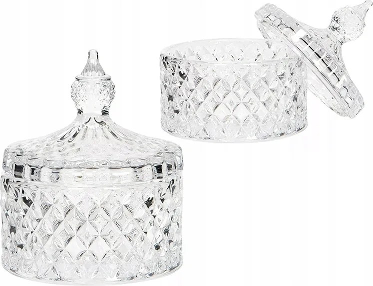 Fürdőszobai üveg vattakorong tároló dekoratív kristály