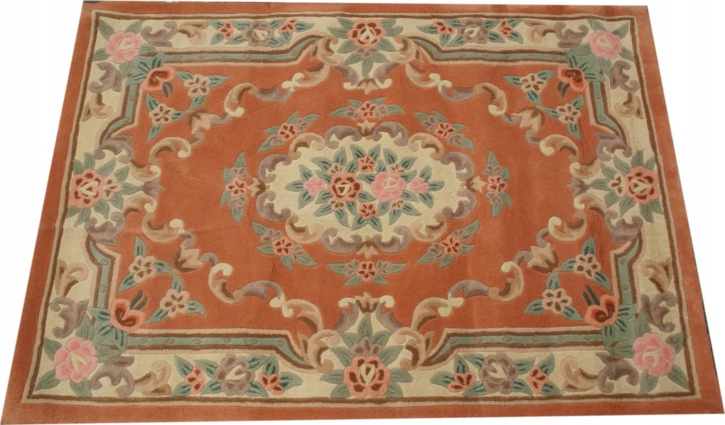 Aubusson gyapjú szőnyeg 140x200 barackszínű