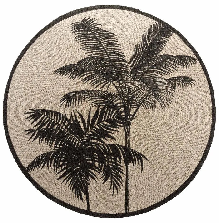 Fekete-bézs mosható kerek szőnyeg ø 120 cm Tropic – douceur d'intérieur