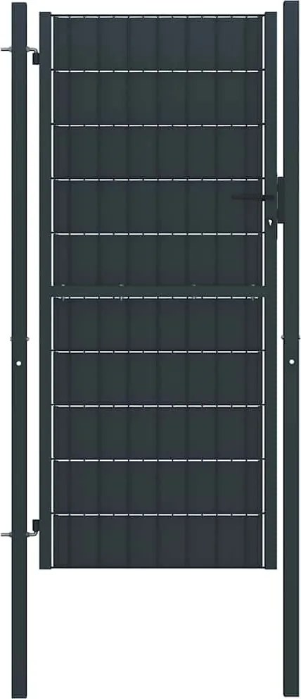 vidaXL antracit PVC és acél kerítéskapu 100 x 124 cm