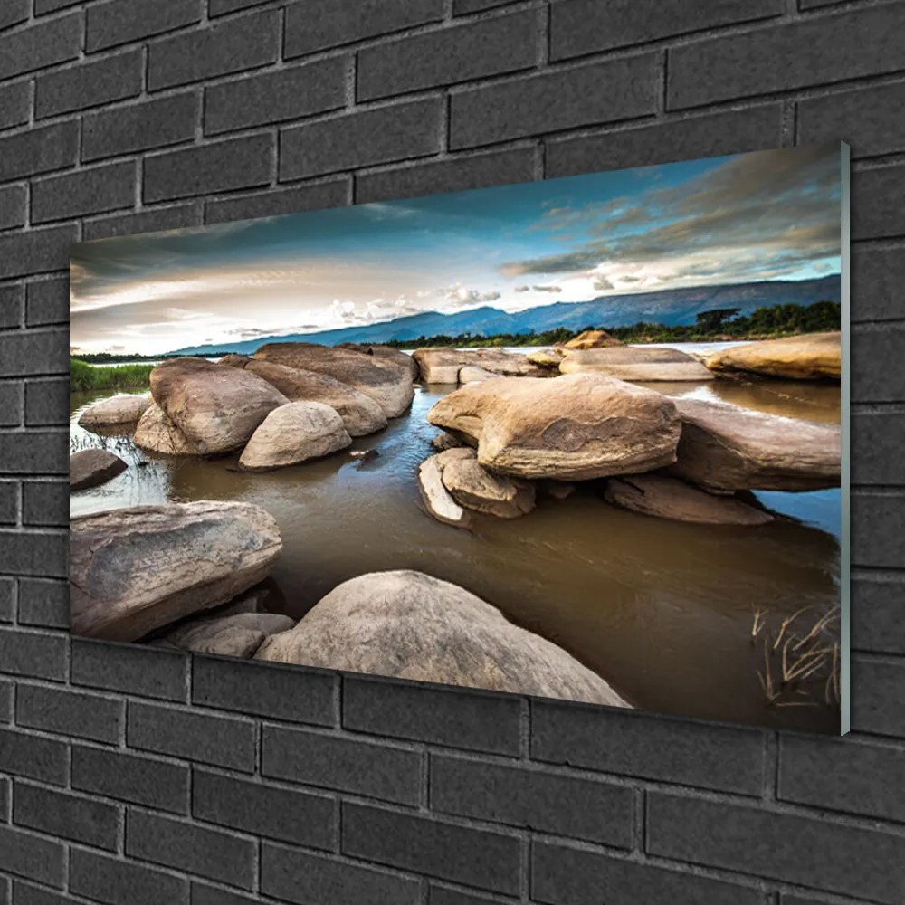 Üvegkép falra szikla táj 100x50 cm