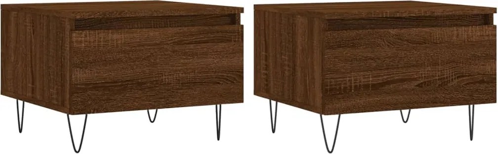 vidaXL 2 db barna tölgyszínű szerelt fa dohányzóasztal 50 x 46 x 35 cm