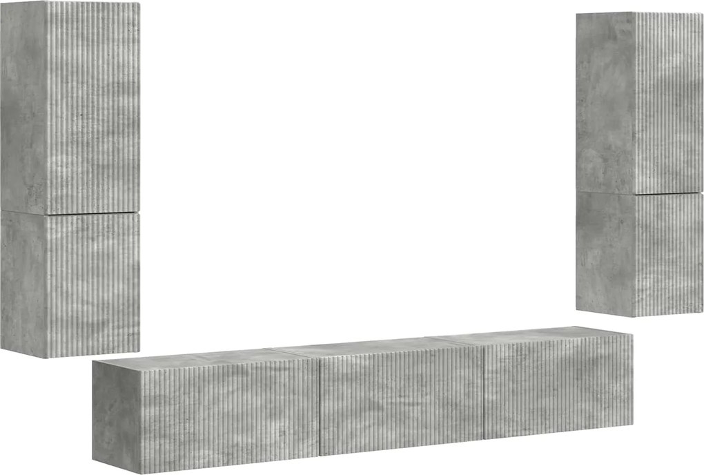 vidaXL TV szekrény garnitúra 4 pcs Beton Szürke Faanyag