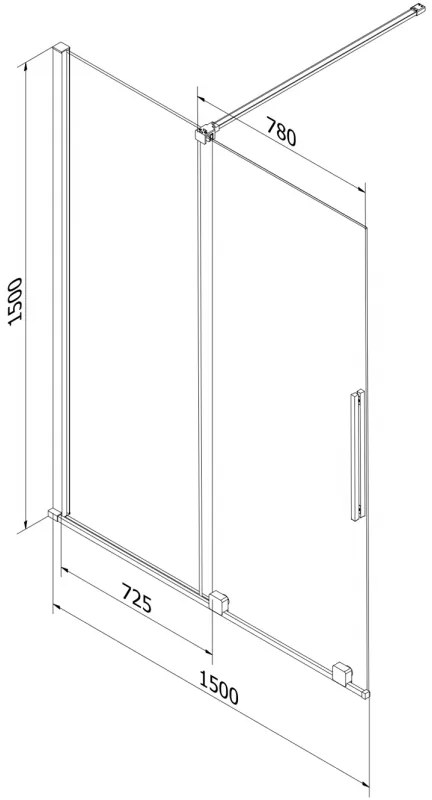 Mexen Velar, 2 szárnyas eltolható kádparaván 150 x 150 cm, 8mm szürke üveg, arany matt, 896-150-000-41-55