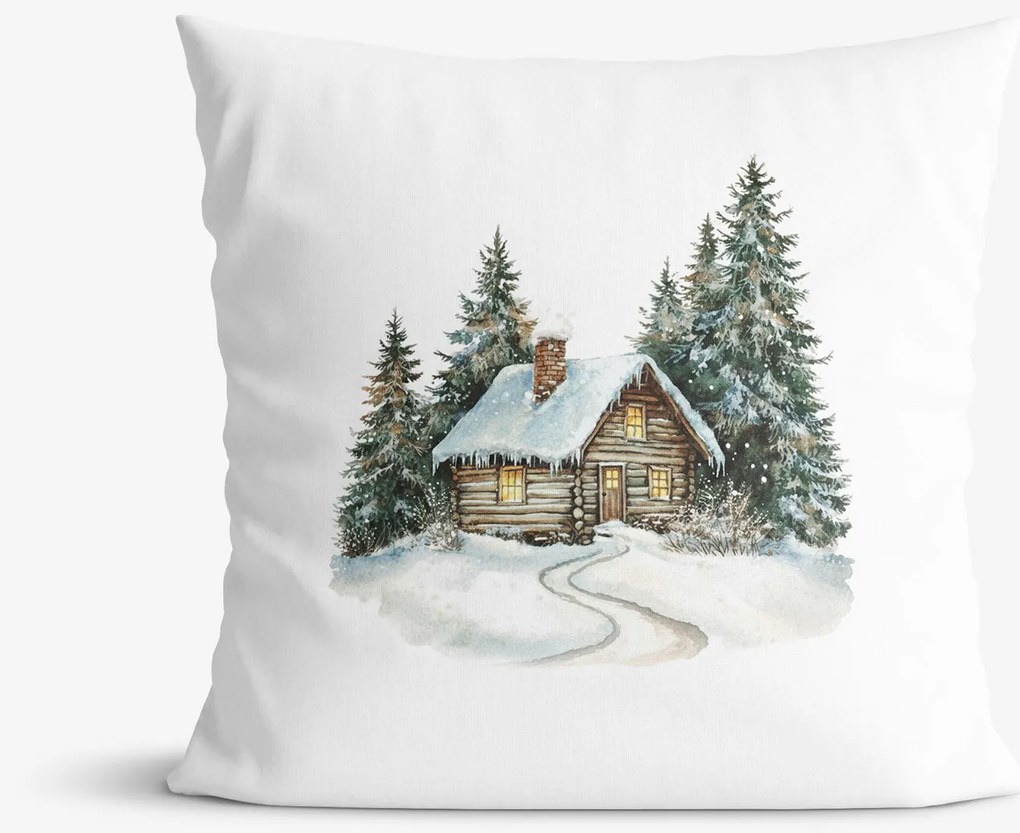 Goldea dekoratív párnahuzat - téli házikó 45 x 45 cm