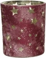 Gyertyatartó Csillagokkal Világító bordó üveg
