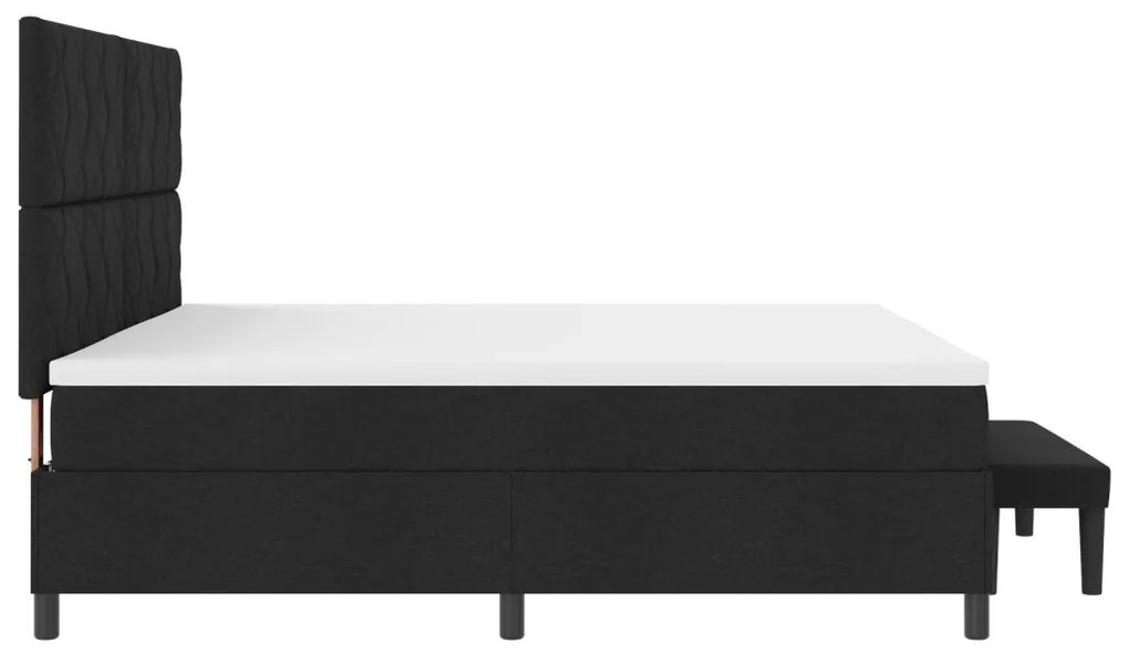 Box Spring Ágy Matraccal és Pad fekete 200x200 cm Szövet