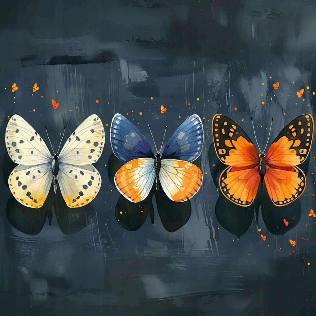 Vászonkép Canvas Fauna Természet Színes Pillangók Rovarok 80x80