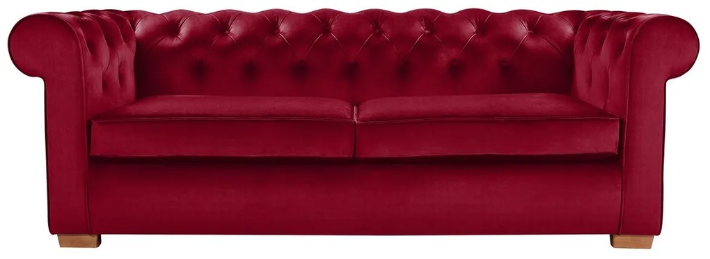 Oxford Chesterfield Kihúzható Kanapé, 88x216x75 cm, 3 személyes, piros