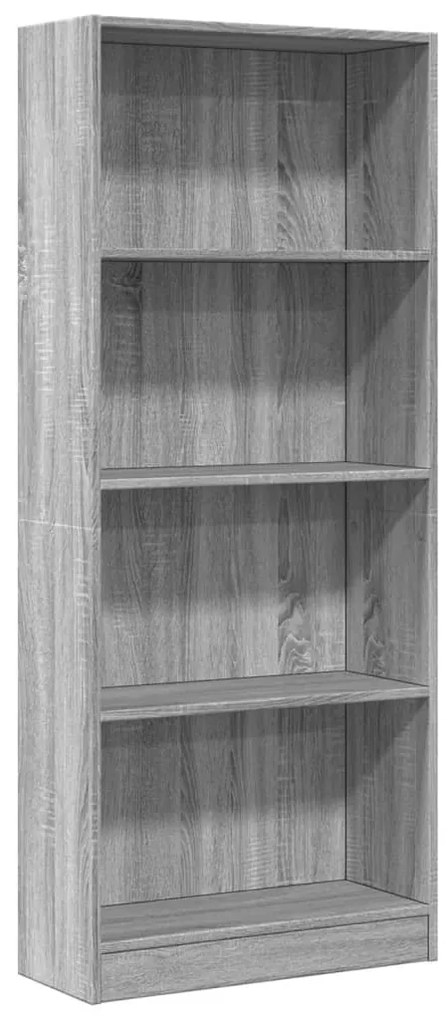 szürke sonoma színű szerelt fa könyvespolc 60 x 24 x 143 cm